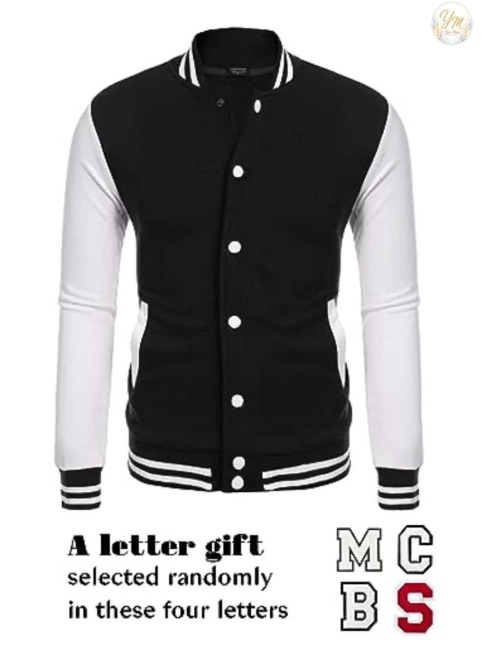 Men's Varsity Jacket Cotton Blend Slim Fit Letterman Baseball Bomber Coat